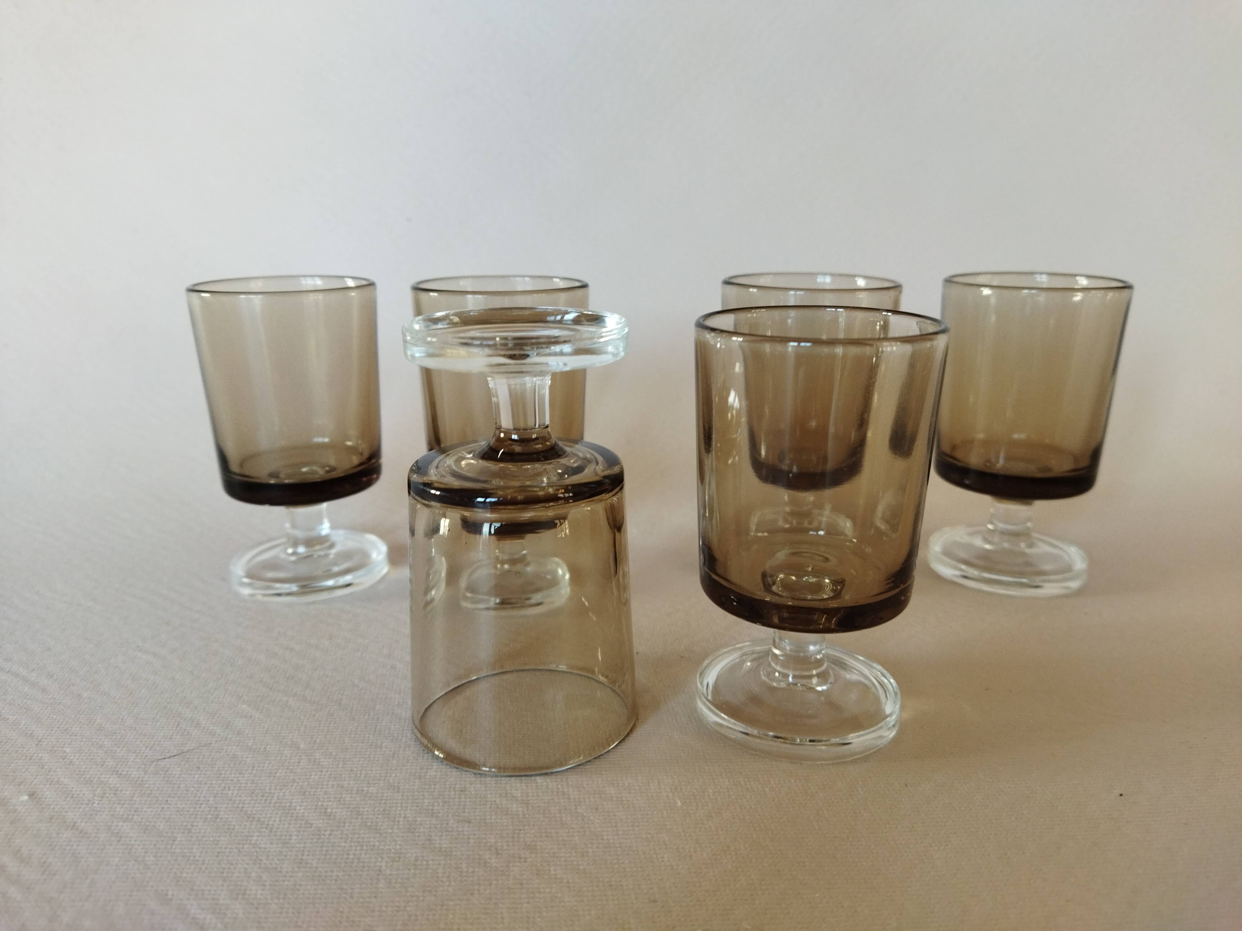 6 verres à liqueur Luminarc Suède / Cavalier fumé