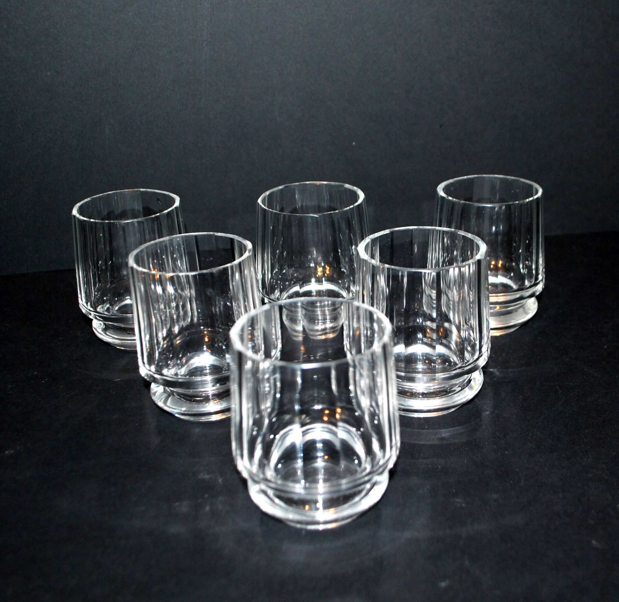 Set of 6 ART DECO glasses cut glass alcohol tumbler Czechoslovakia