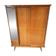 Vintage Scandinavian wardrobe, tapered legs, sliding door.