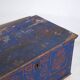 Antique wooden chest painted blue – folk art – Central Europe around 1900