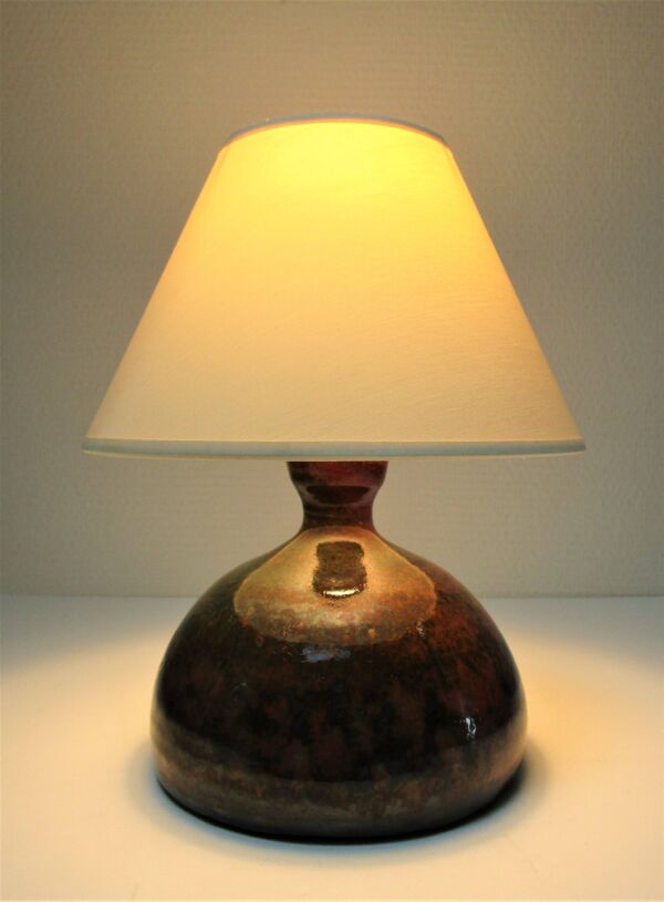 Pied de lampe grès émaillé signé années 70