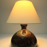 Enameled sandstone lamp base signed 70s