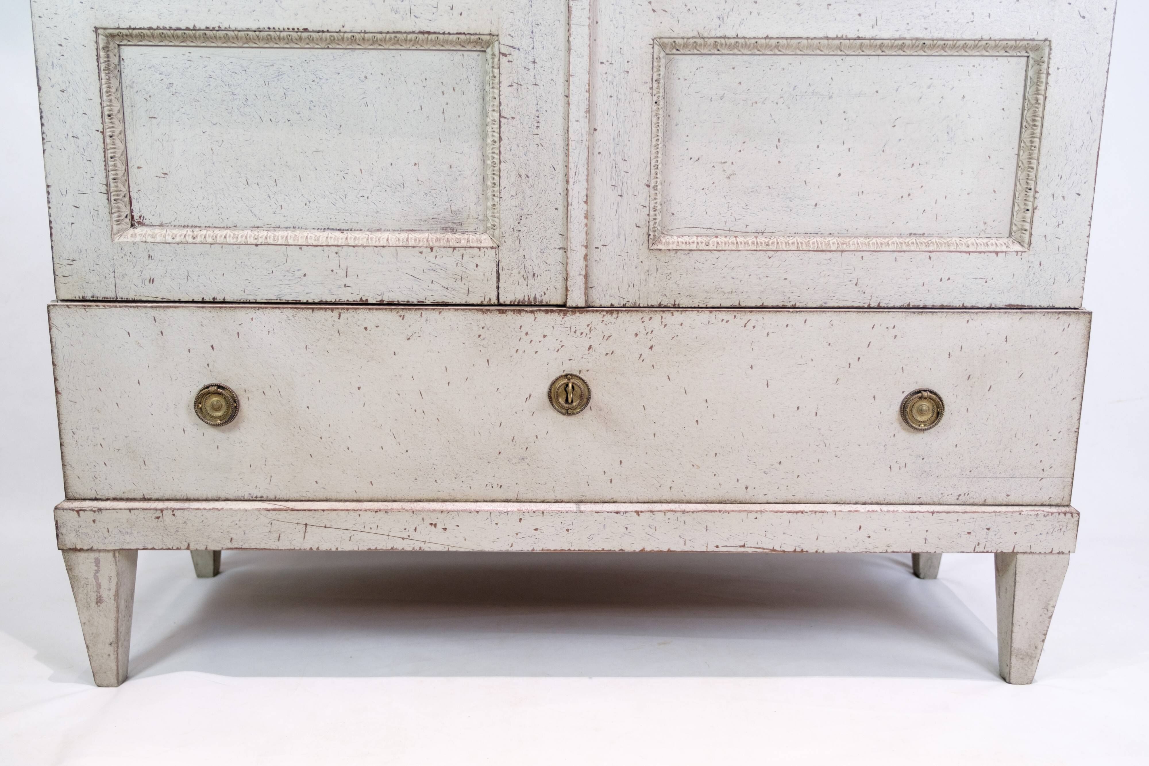 Glass Cabinet From The Gustavian Period Painted In Grey From 1810s