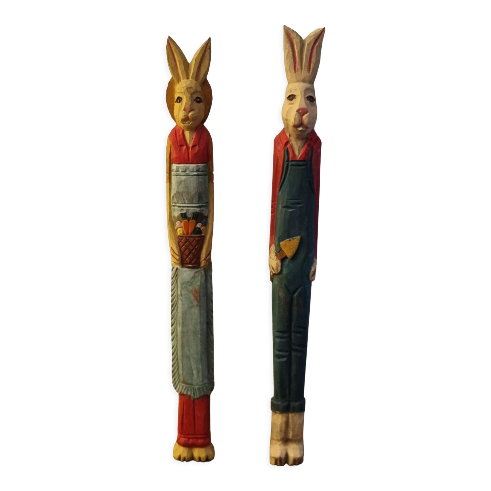 Lot wooden toys rabbits