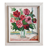 Huile sur bois bouquets de roses 1953