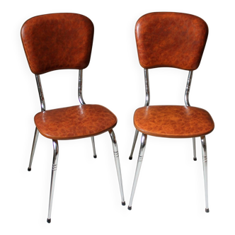 Set of 2 vintage skai chairs & chrome base
