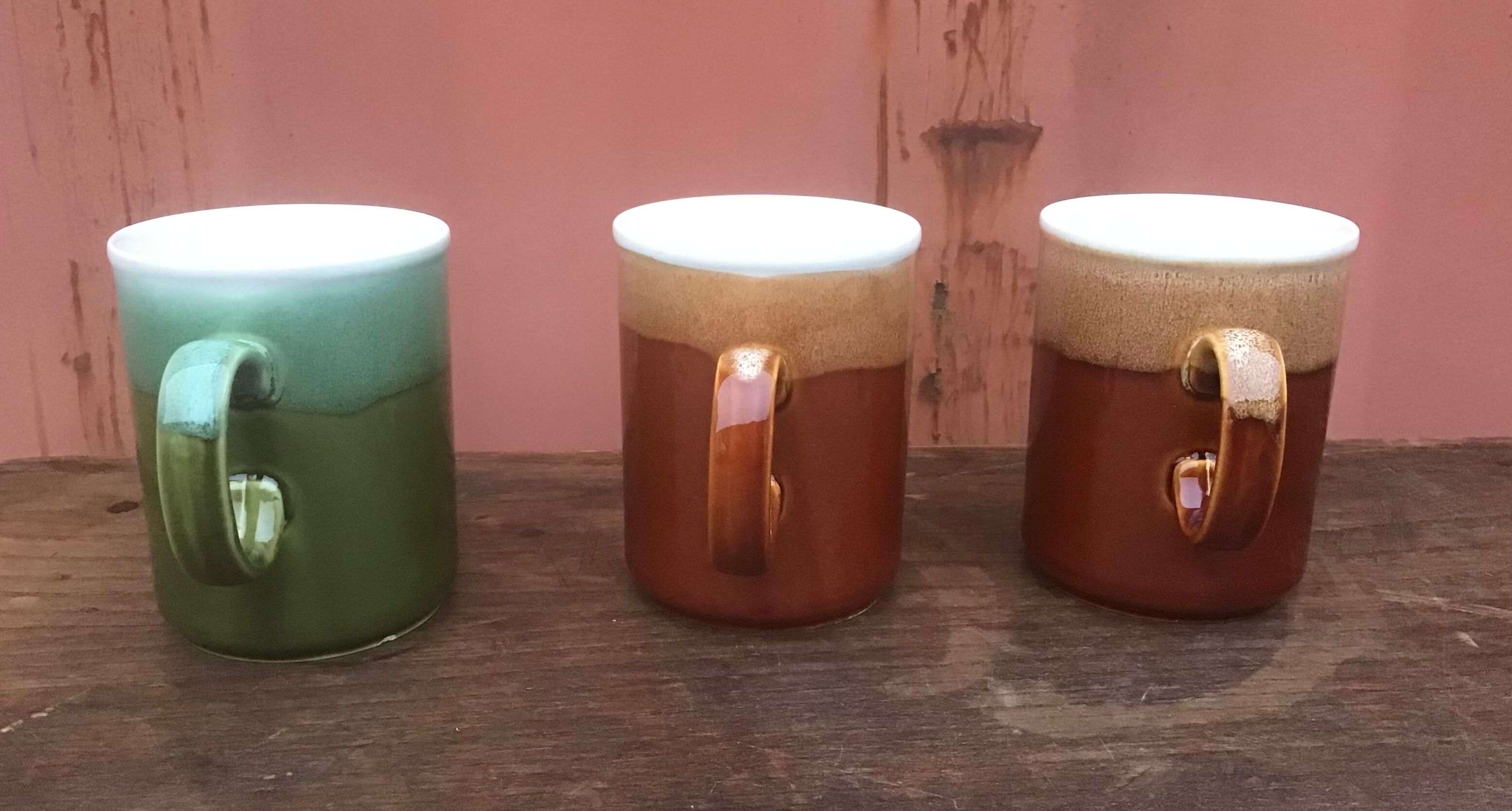 3 English Staffordshire Kiln Craft mugs