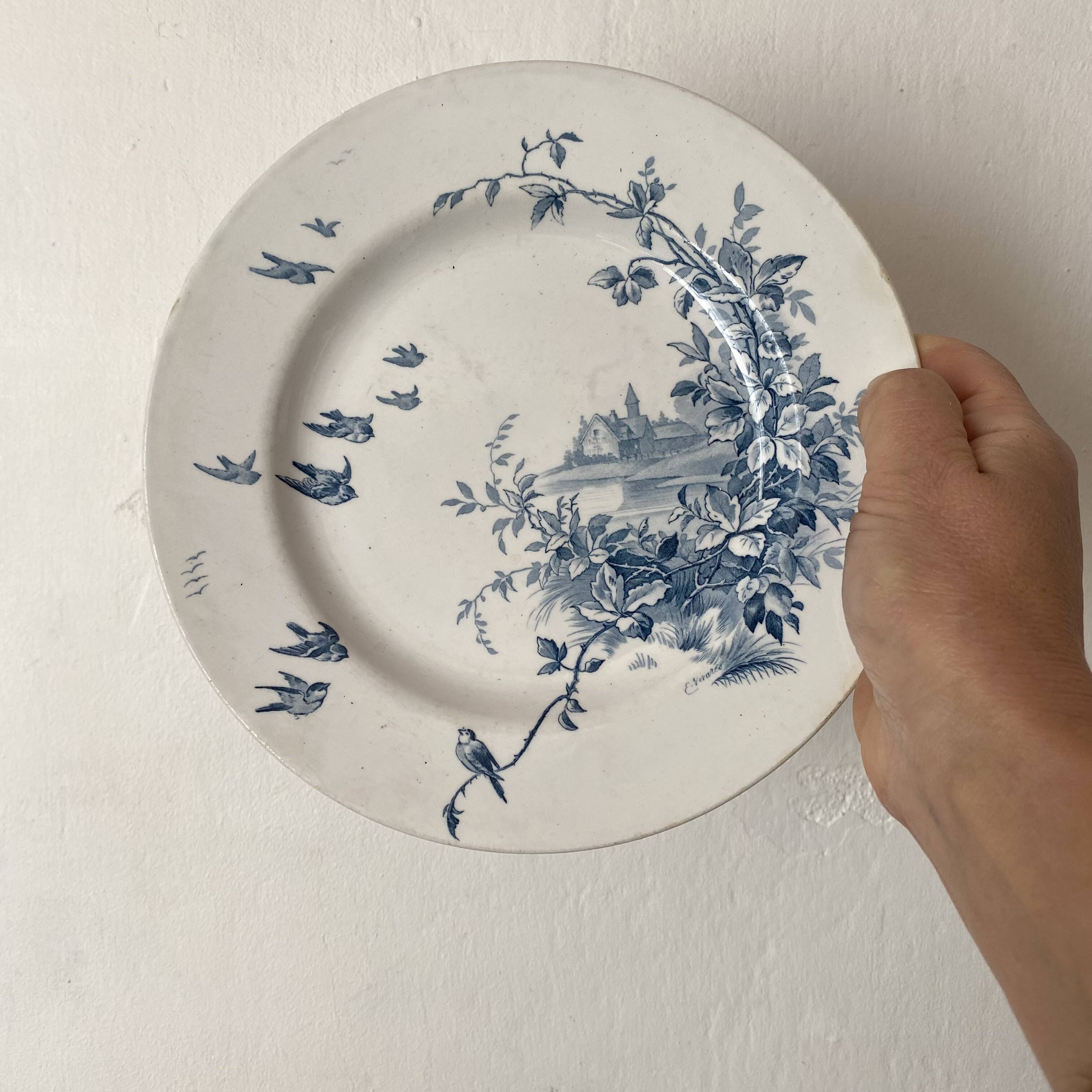 Assiette en terre de fer Gien "Paysages"