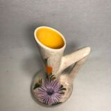 Former pitcher Vallauris enamelled Tess ceramic + painted flower Vintage