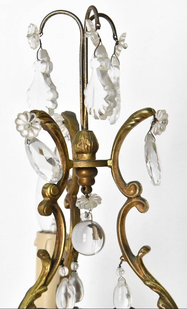 Pair of gilded bronze candelabra with three arms of light