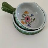 Duo of flowery caquelons