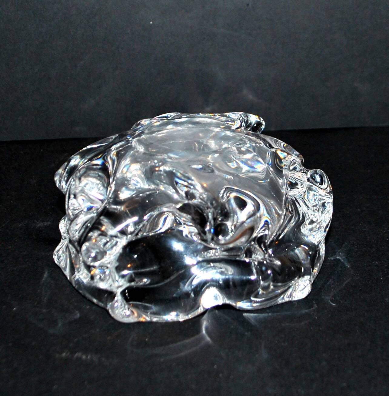 1960 Design ashtray bowl in blown crystal signed Cristal Paris France