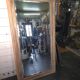 Large bevelled floor mirror in oak