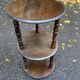 Vintage round shelf in solid oak, circa 1900
