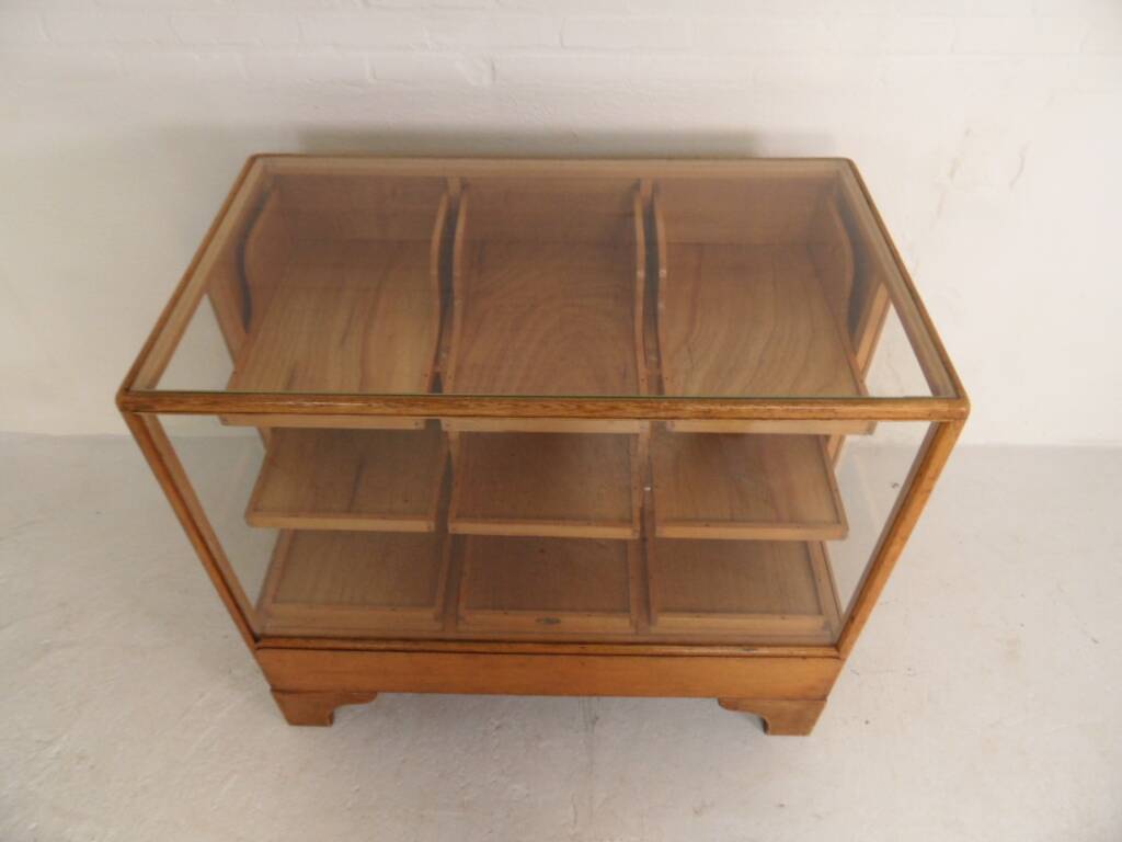 Antique oak store counter with drawers