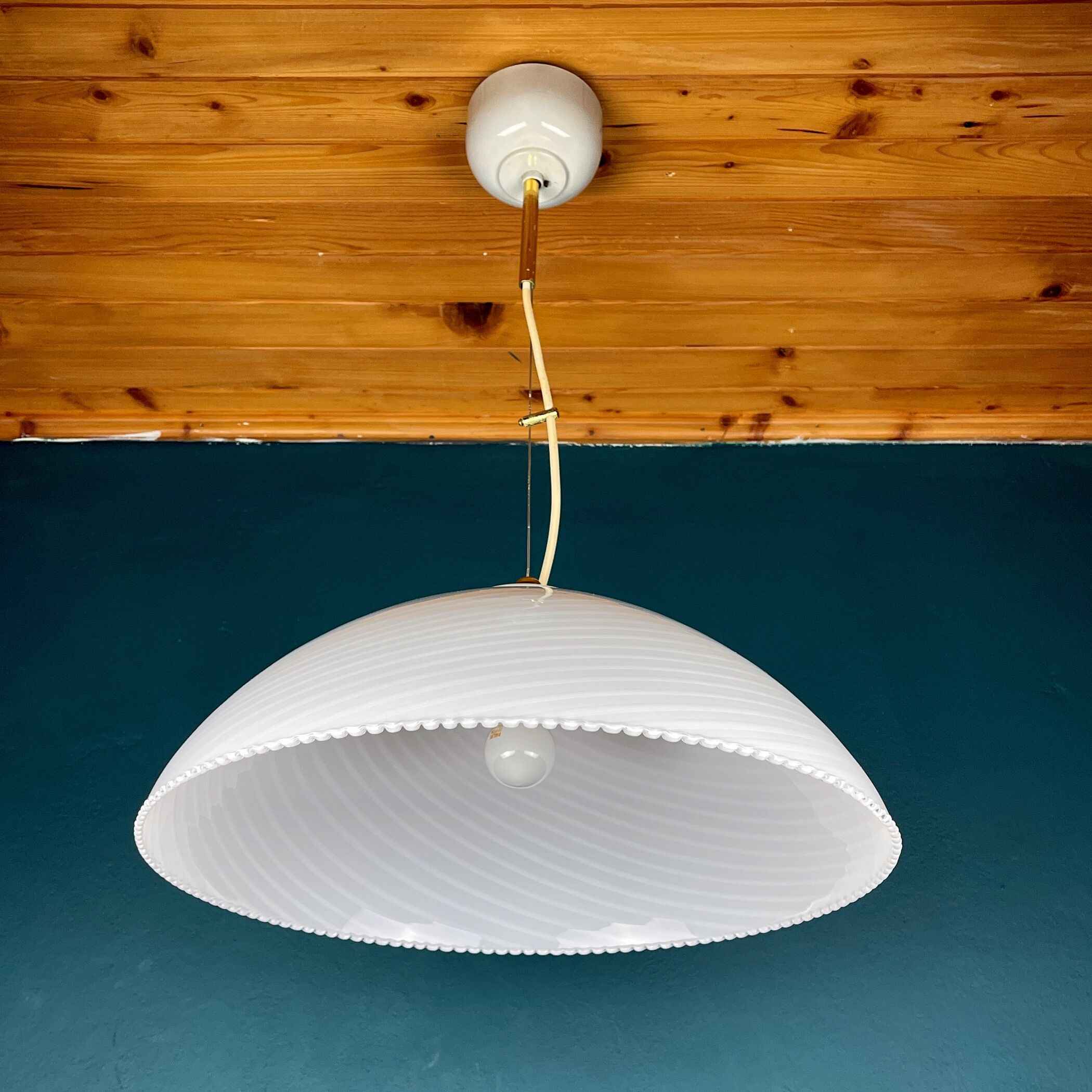 Vintage swirl murano glass pendant lamp Italy 1970s
