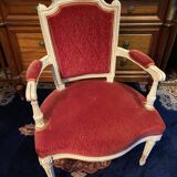 18th century Louis XVI red velvet cabriolet armchair