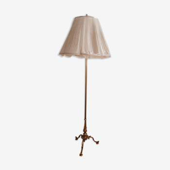 Tripod floor lamp Golden brass, with lampshade