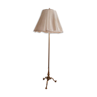 Tripod floor lamp Golden brass, with lampshade