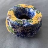 Moroccan ashtray decorated with blue/yellow/green flowers