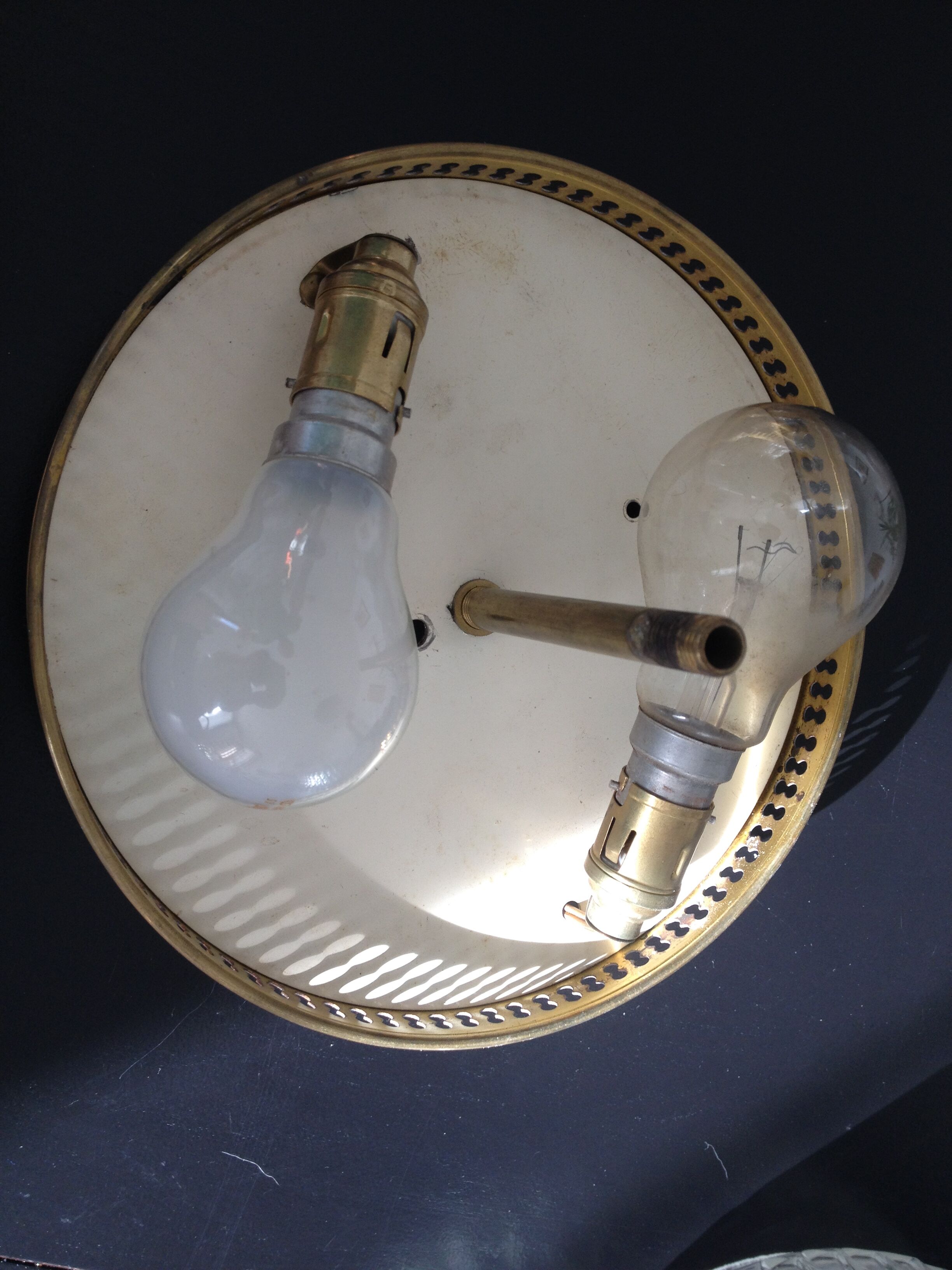 Glass and brass ceiling lamp