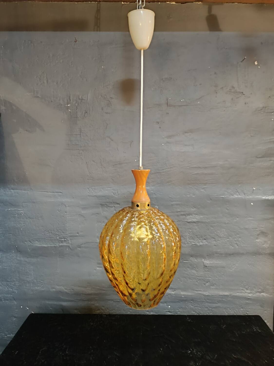 Vintage amber glass chandelier