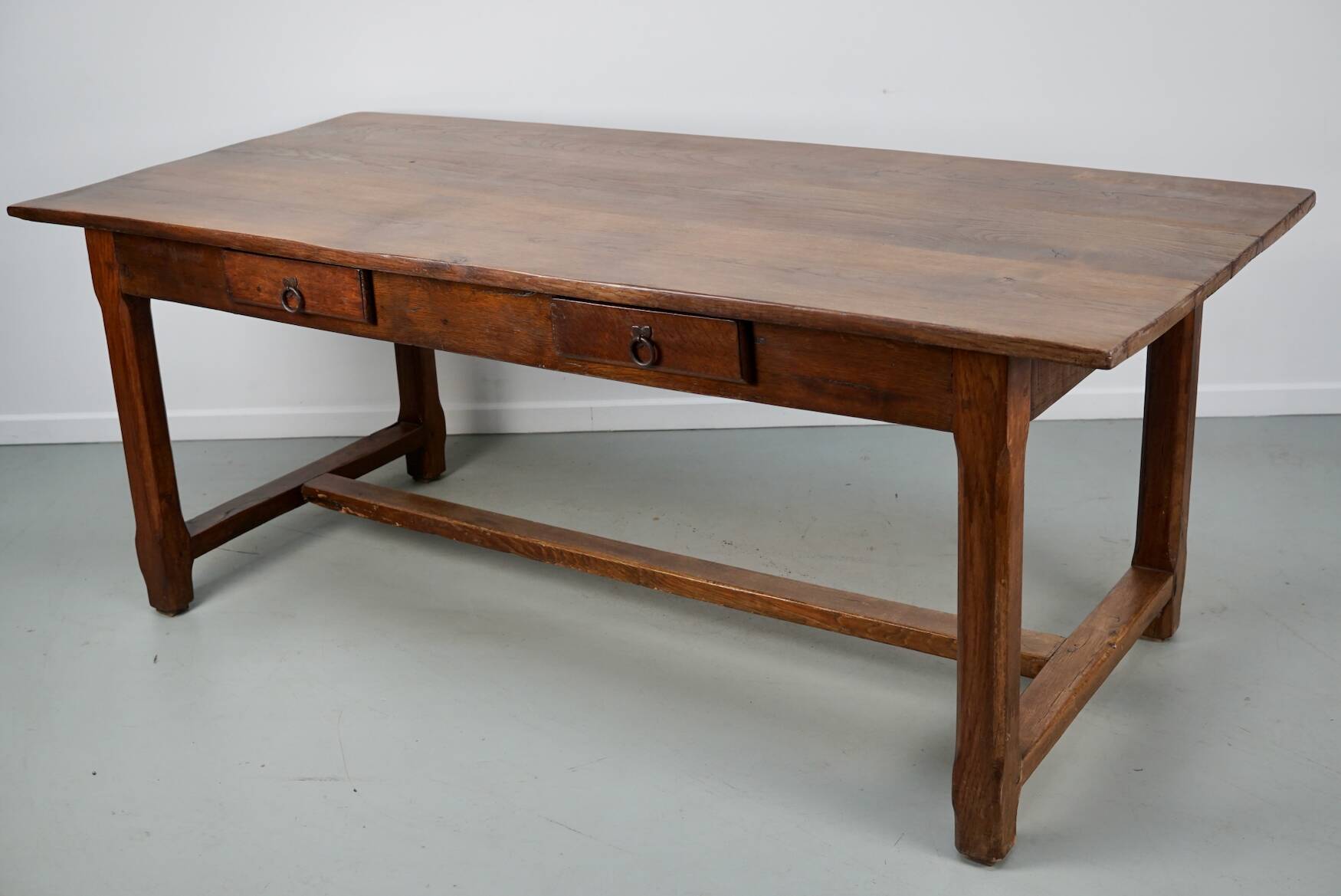 Rustic Dining Table in Oak and Elm from the Early 20th Century