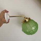 Vintage art deco globe wall light in green glass