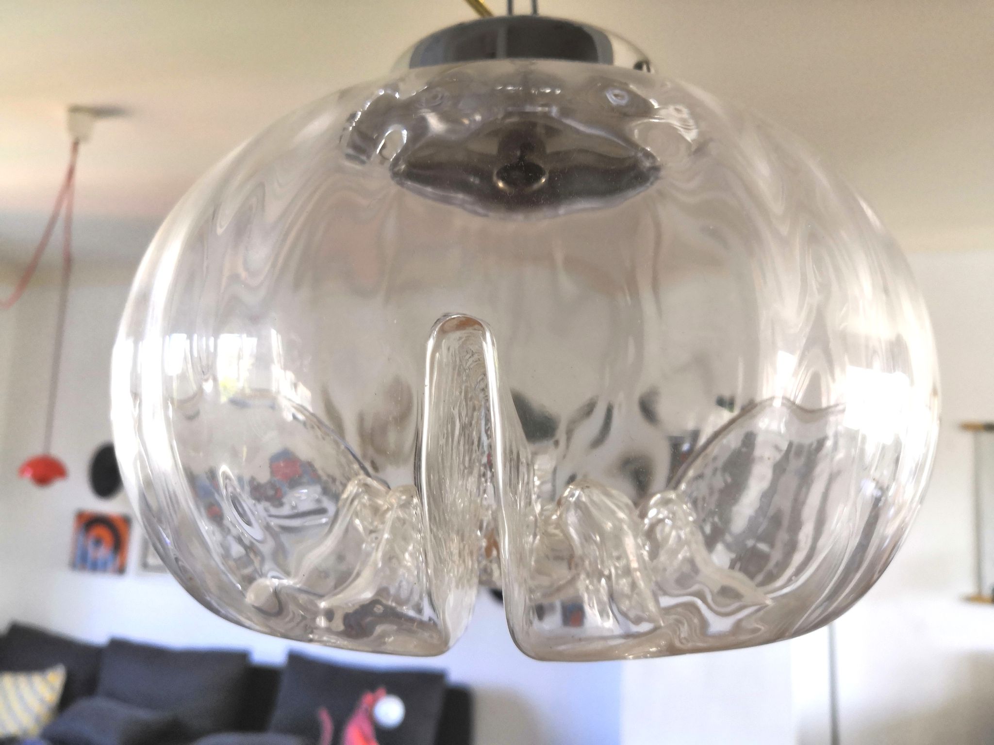 Suspension en verre plissé années 70
