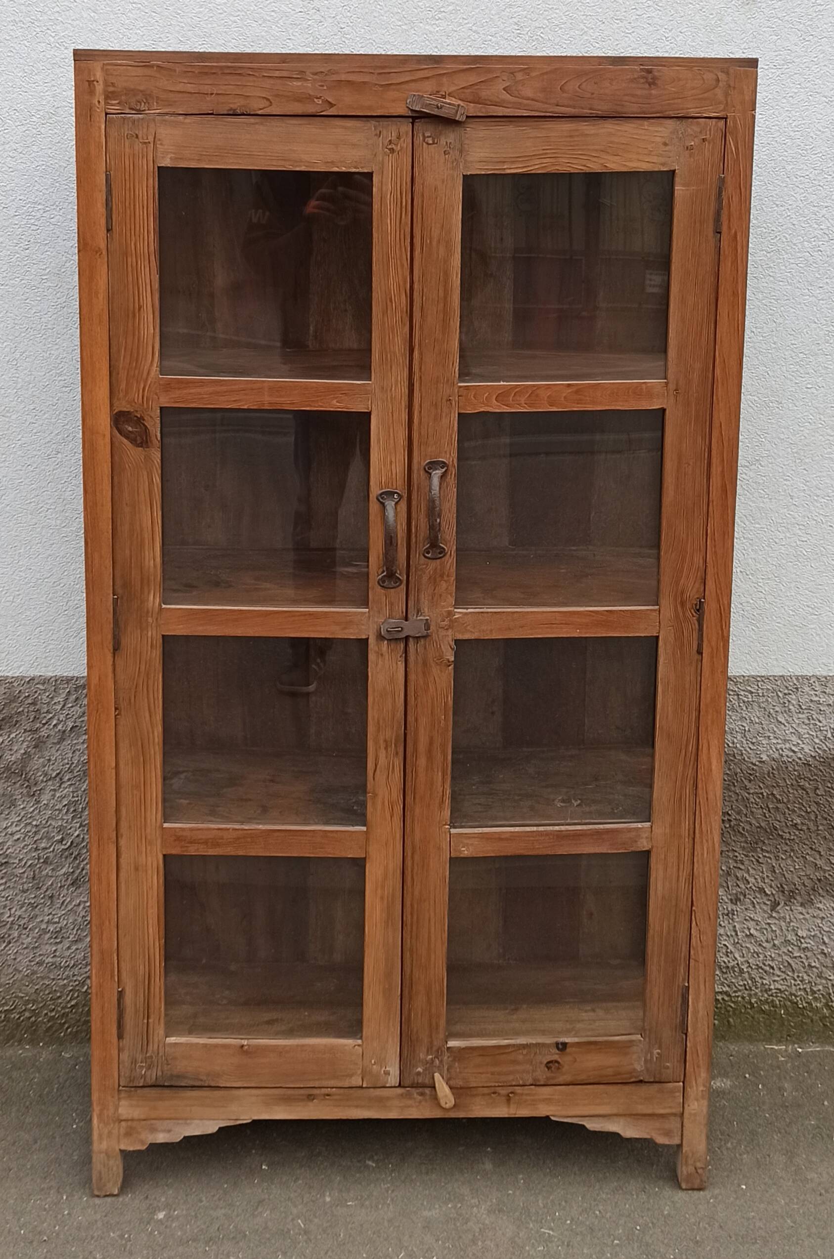 Old wooden cabinet display case with two doors