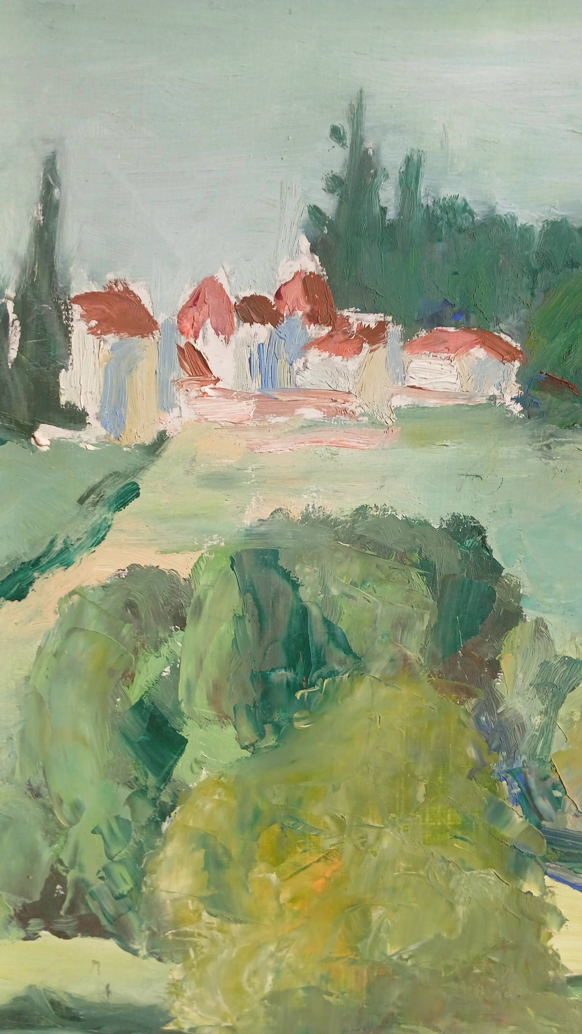 Huile sur bois post-impressionniste encadrée