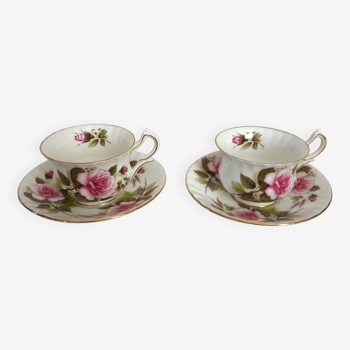 2 tasses anglaises décor rose, Hammersley vintage