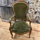 Louis Philippe green velvet and wood armchair
