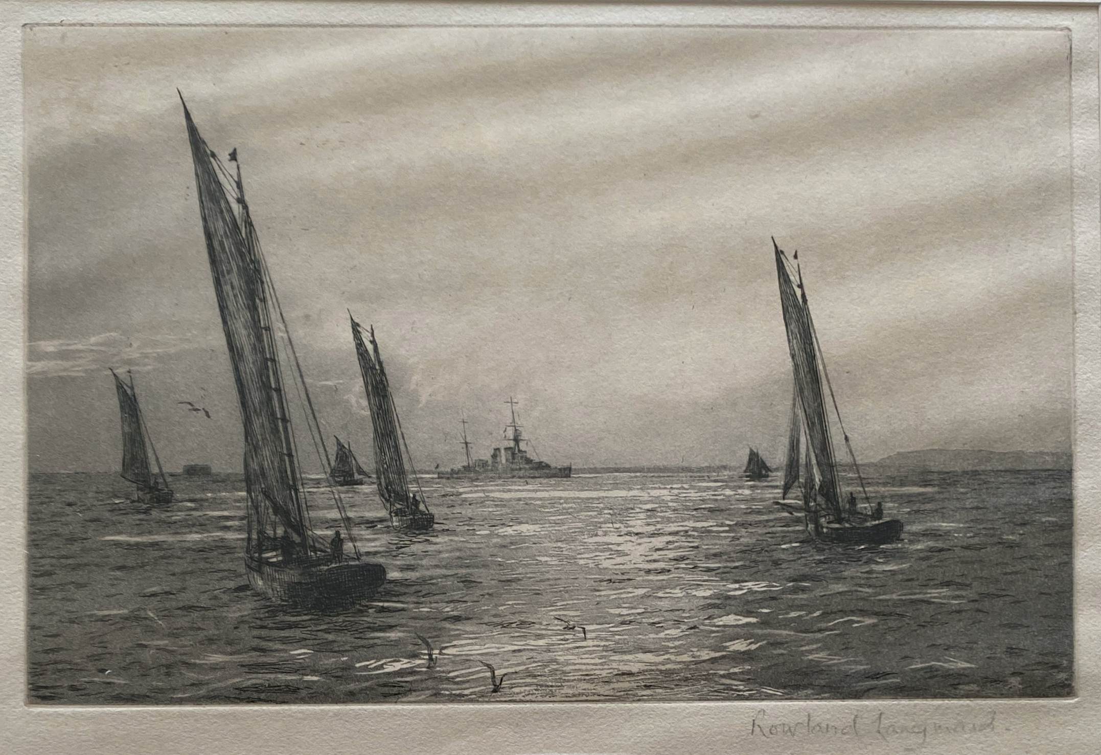 Original painting engraving Rowland Langmaid (1897/1956) "In the Path of the Sun"