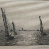 Original painting engraving Rowland Langmaid (1897/1956) "In the Path of the Sun"