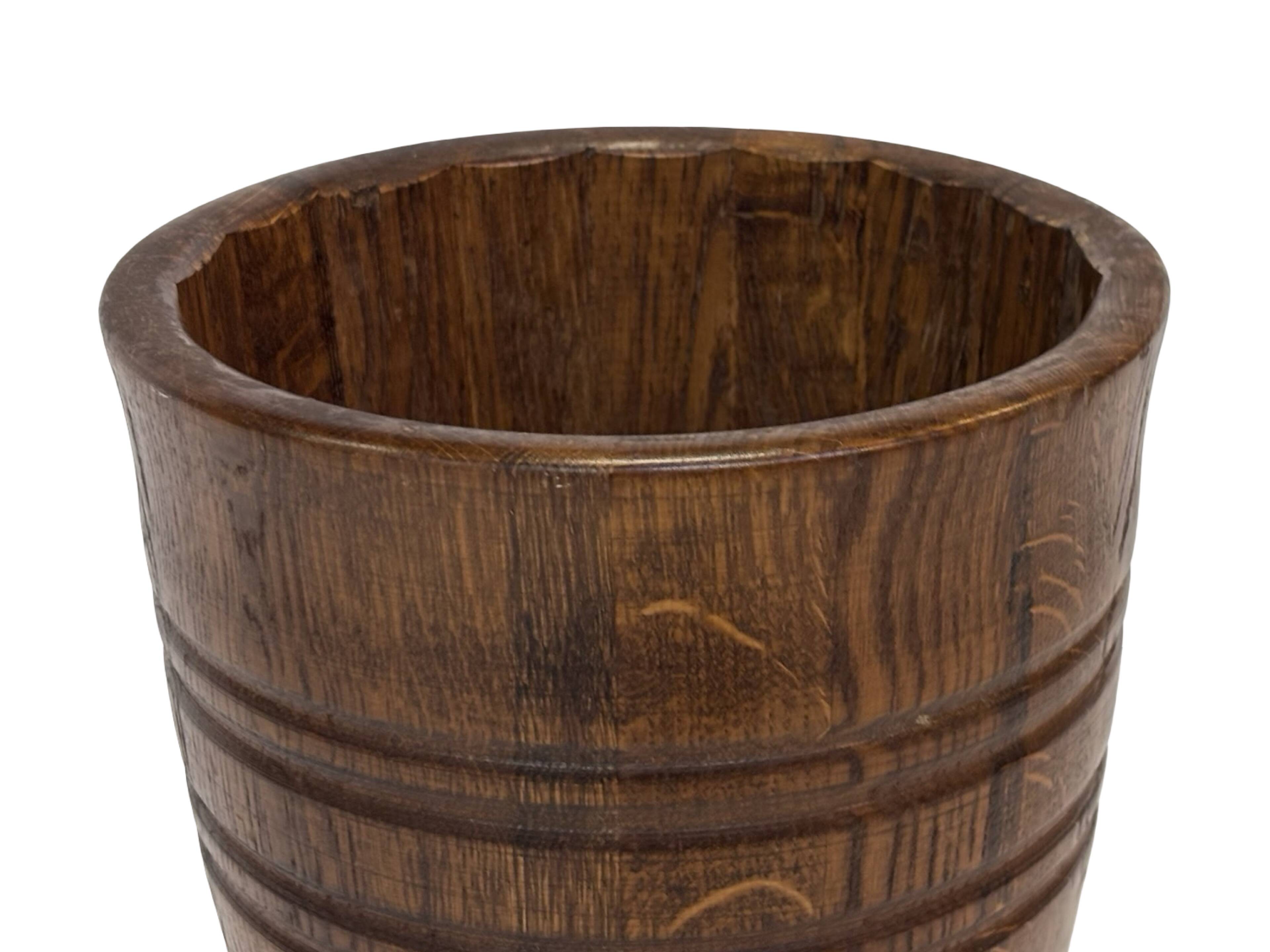 Vintage umbrella stand holder oak basket storage design 60's minimalist