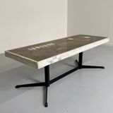 Ancienne table basse en pierre mosaïque design années 70 pied métal vintage