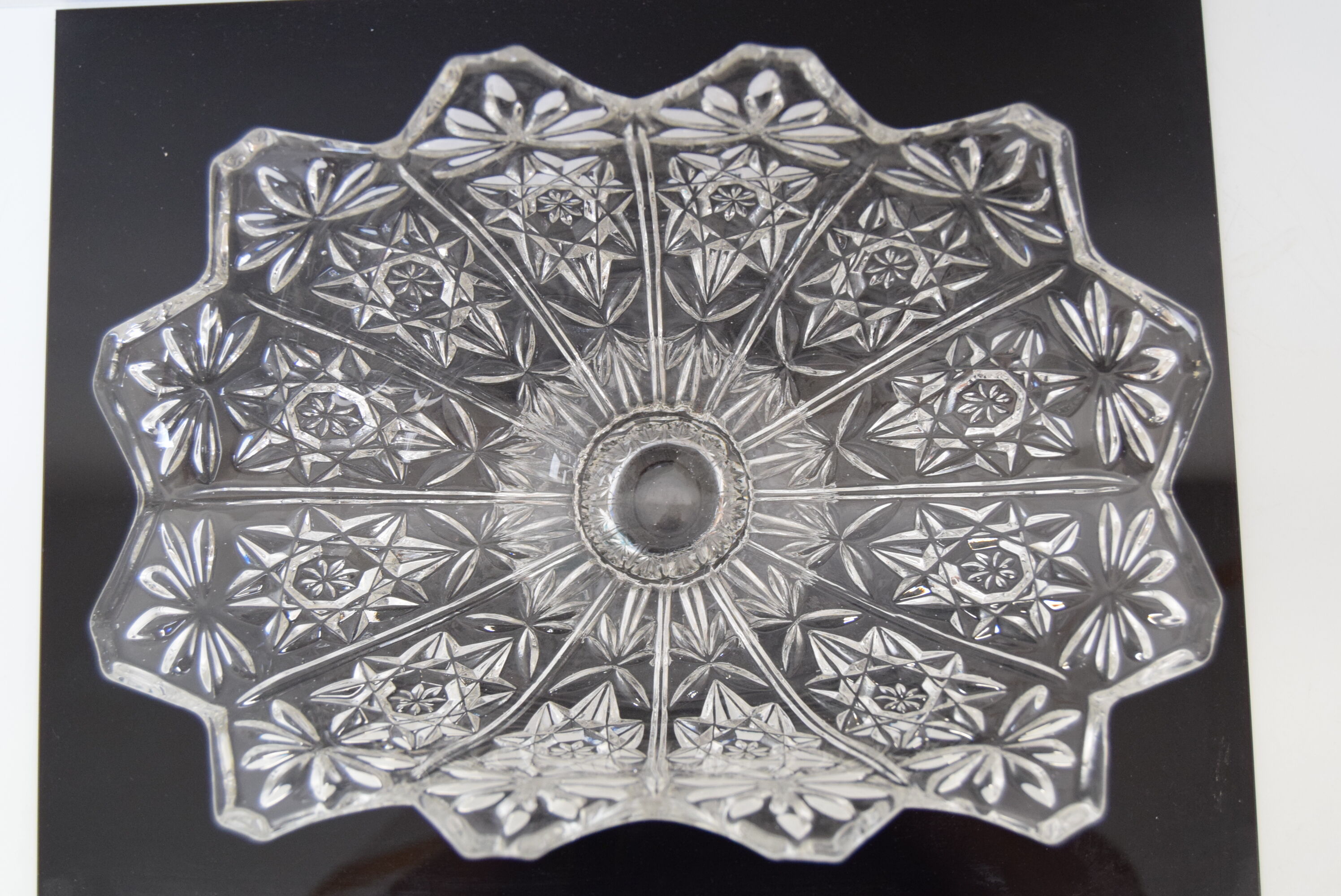 Vintage Crystal Glass Bowl,Glasswork Novy Bor,1950's.