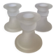 Set of three frosted glass candle holders
