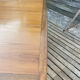Extendable teak table, sled base, vintage style.