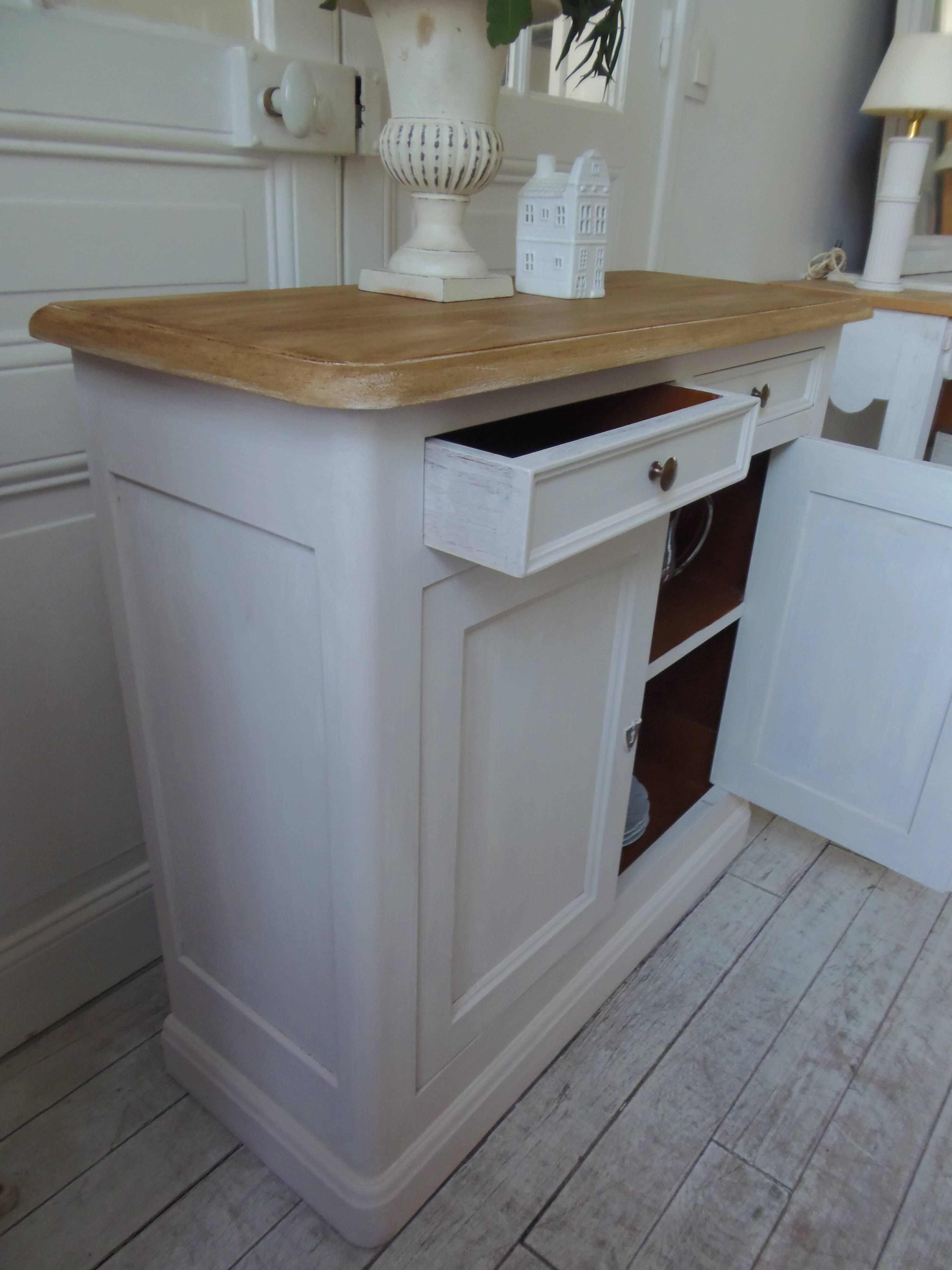 Small Louis Philippe style sideboard of beautiful craftsmanship, enhanced in storm gray.