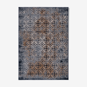Gold blue wool rug