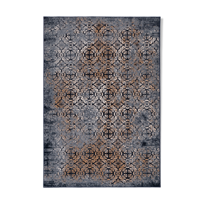 Tapis en laine bleu doré