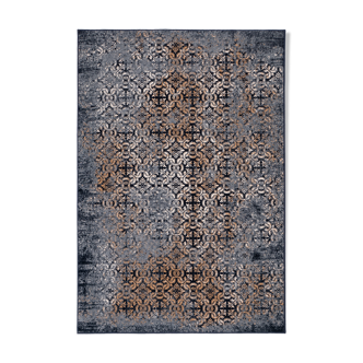 Tapis en laine bleu doré