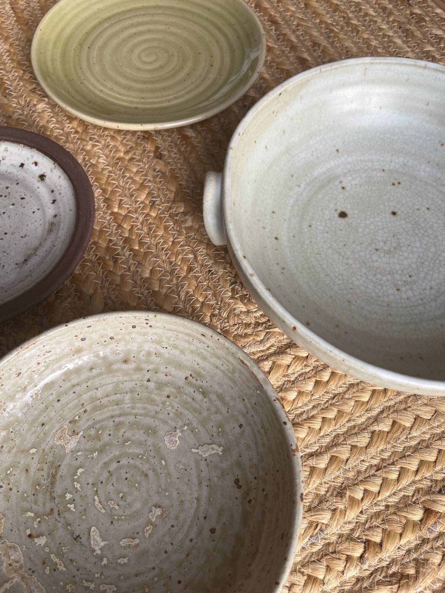 Set of 2 stoneware dishes and 2 plates from the 70s and 80s