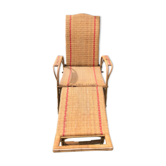 Chaise longue vintage rotin