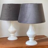 Pair of Vintage Alabaster Stone Lamps
