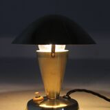1930s Bauhaus Brass Finish "Mushroom" Table Lamp, Czechoslovakia