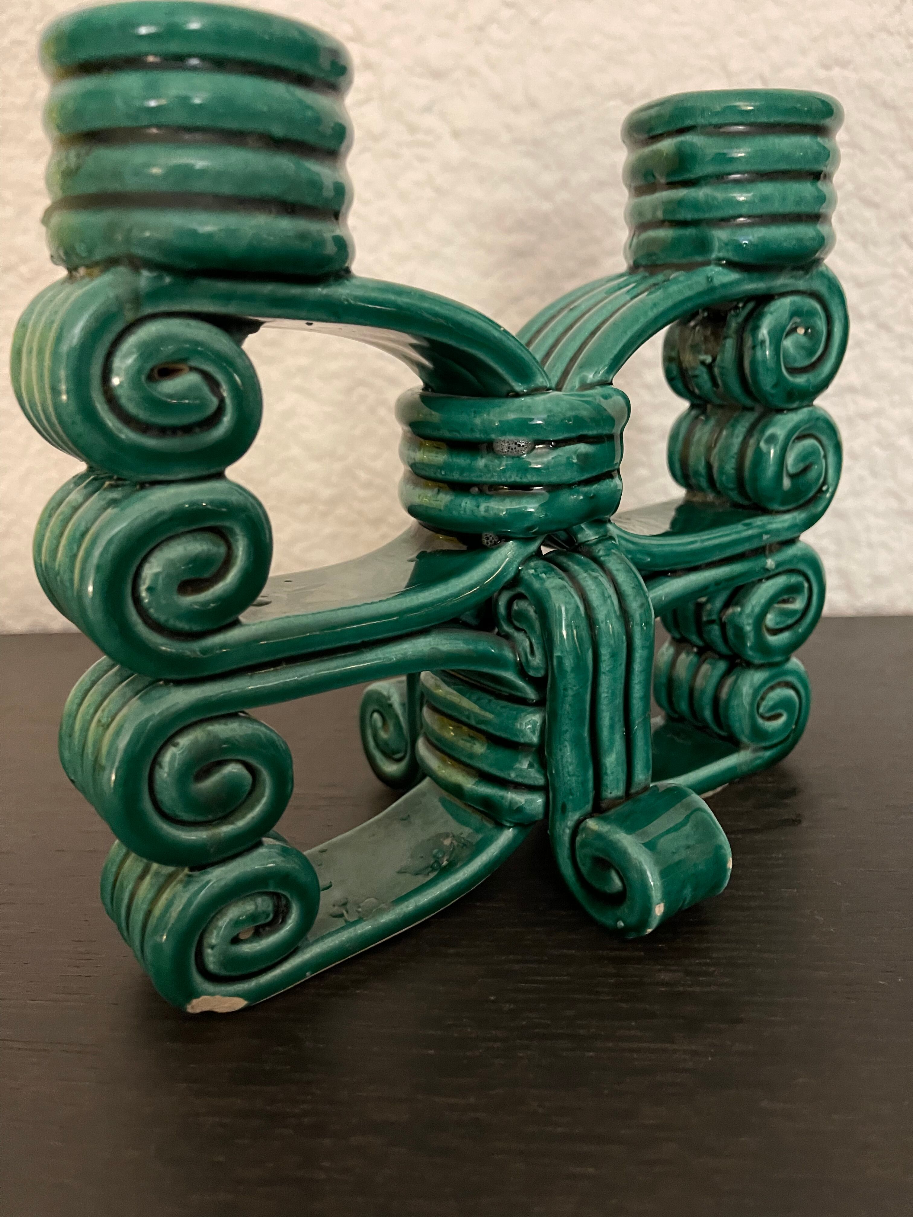 Double ceramic chandelier 50s