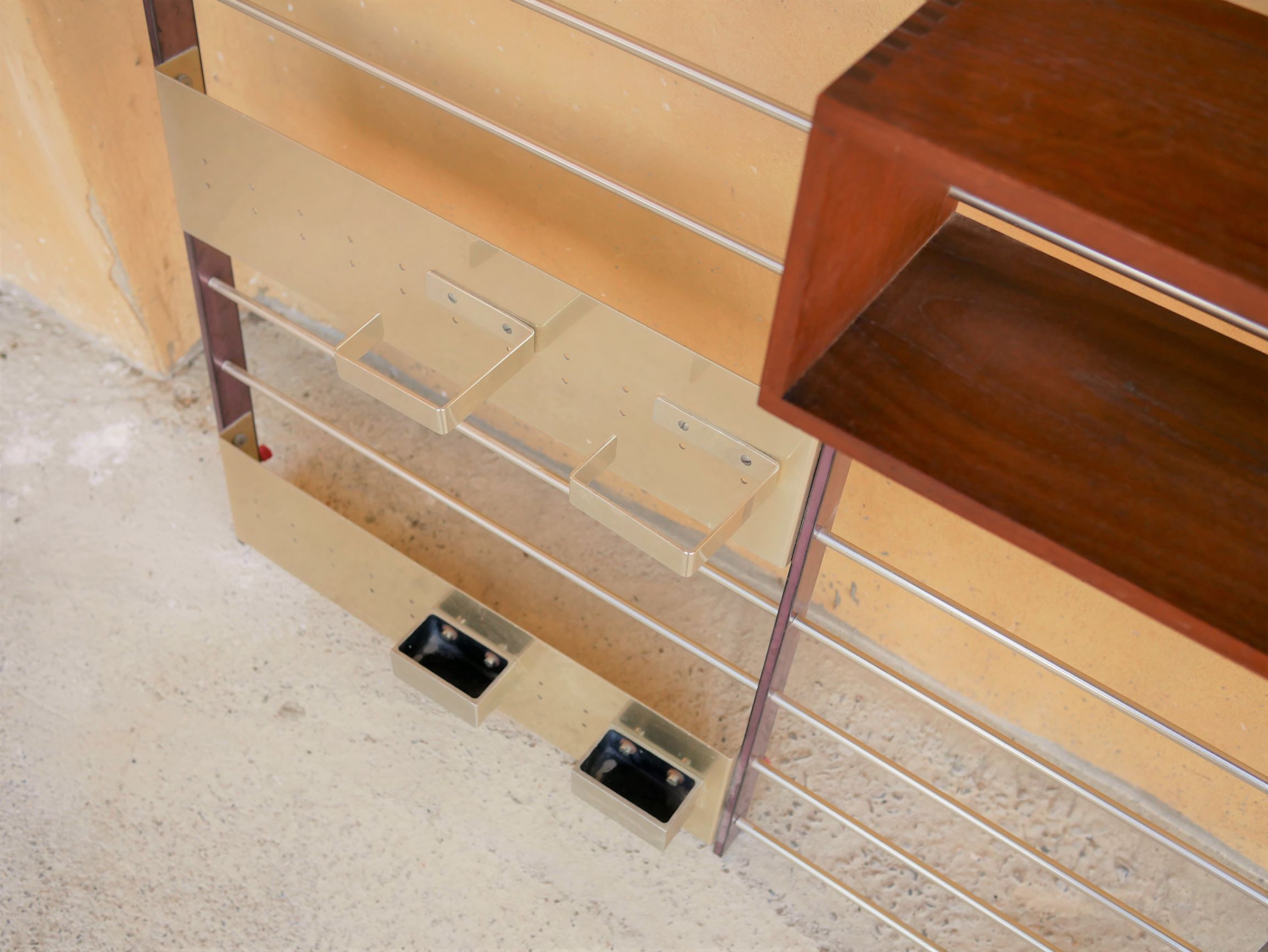 Vintage Scandinavian teak and aluminum coat holder